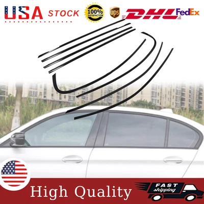 8Pcs For 2011-2016 BMW 5 Series F10 Window Molding Trim Frame Strips Gloss Black — 第 1/4 张图片