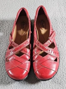 Clark's Bendables Women's Ashland Spin Loafer Shoes Casual Comfort Red Sz 10 M - Picture 1 of 15