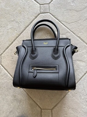 CELINE Paris Luggage Tote Black Leather Bag - Image 1 of 3