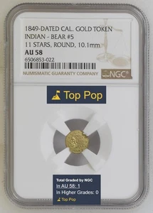 TOP POP! RARE 1849 1/4 CALIFORNIA GOLD INDIAN #5 / NGC AU58 / ONLY 1 KNOWN! R8+ - Picture 1 of 8