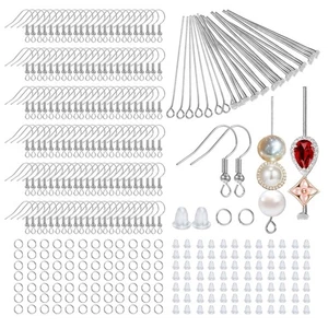 Silver Diy Earring Hooks Jewelry Wires Making Kit 800 Pcs For Stainless Steel - Picture 1 of 8