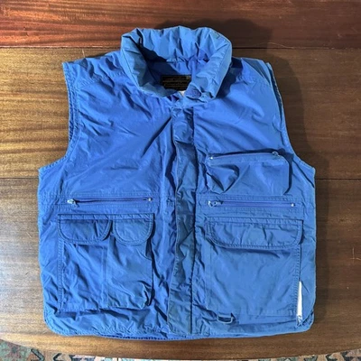 Chaleco informal vintage Eddie Bauer azul acolchado plumón de ganso para hombre talla L - tiene lágrima Foto 1 de 4