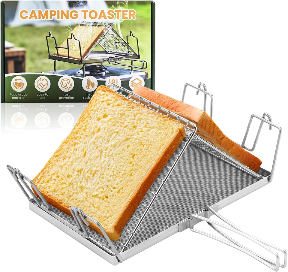 Stainless Steel Foldable Portable Camping Stovetop Toaster - Perfect for Hiking - Image 1 of 4