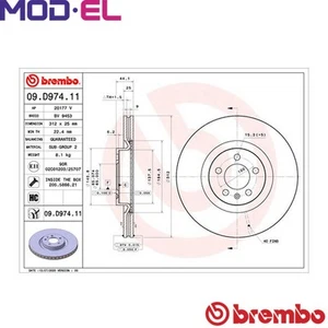 2x BRAKE DISC 09.D974.11 FOR AUDI A1Sportback DNND/DKZC/CZPC 2.0L 4cyl 1.0L - Picture 1 of 6