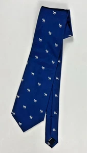 New Lands End 100% Cotton Neck Tie Blue Donkey Embroidered Classic Preppy Mens - Picture 1 of 3