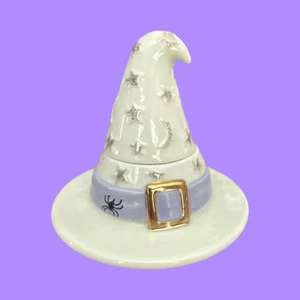 Lenox Halloween Hexenhut Votivkerzenhalter Elfenbein Lila Gold Akzente - Bild 1 von 7