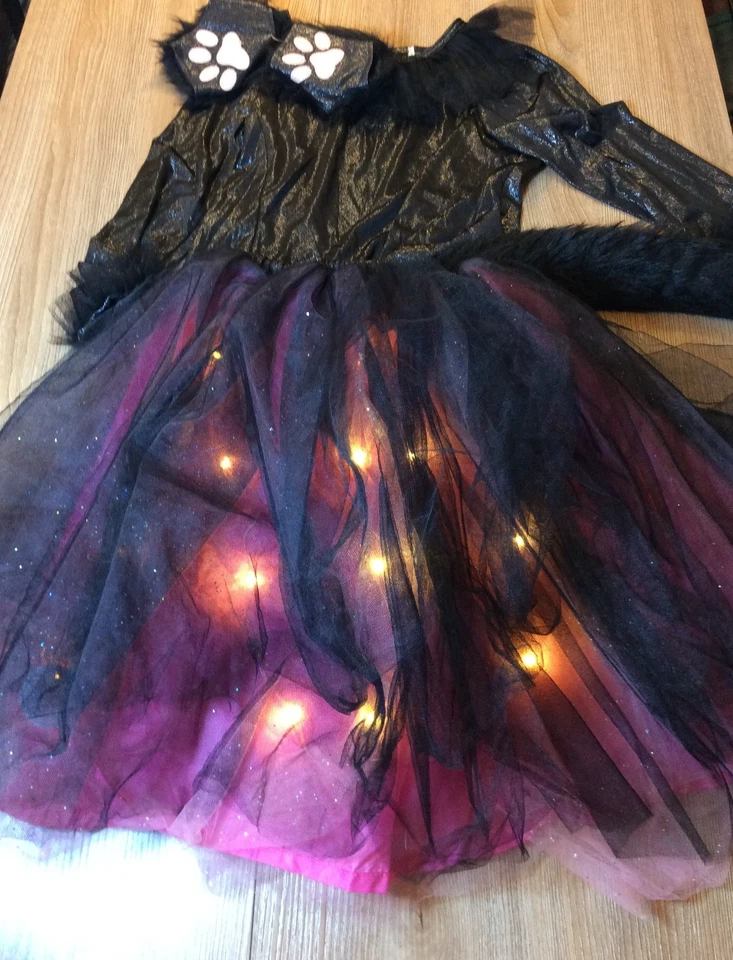 Pottery Barn Kids Black Cat TuTu Halloween Costume 7-8 Light UP Tulle NWOT - Image 1 of 1