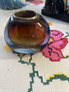 Vintage Murano Sommerso mundgeblasen Kunstglas kurze Vase/Kerzenhalter - Bild 1 von 5