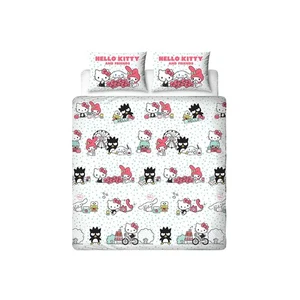 Juego de funda nórdica doble Hello Kitty ropa de cama reversible para gatos rara niños blanco rosa - Imagen 1 de 7