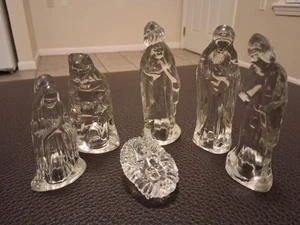 Vintage Krippe Kristallglas Jesuskind Weihnachten 3 3/4" 6-teilig komplett gebraucht, in einwandfreiem Zustand - Bild 1 von 5