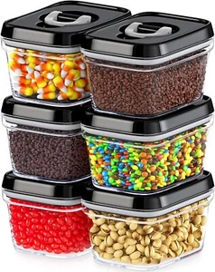 Mini Airtight Food Storage Containers Lids Set of 6 Clear Plastic Small Pantry - Picture 1 of 9