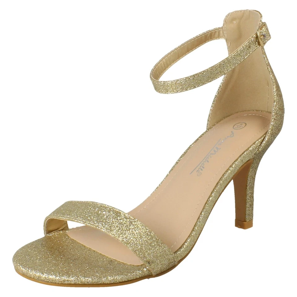 Mujer Spot On Corte Ancho de Tacón Alto Sandalias de Noche - F1R2121 - Imagen 1 de 1