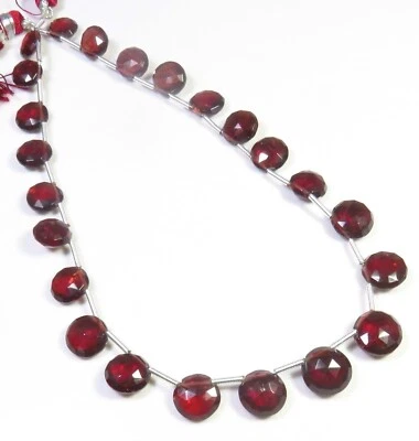 Naturale Rosso Mozambico Granato Moneta Sfaccettato Gemme Perline 10.5 " Filo - Immagine 1 di 4
