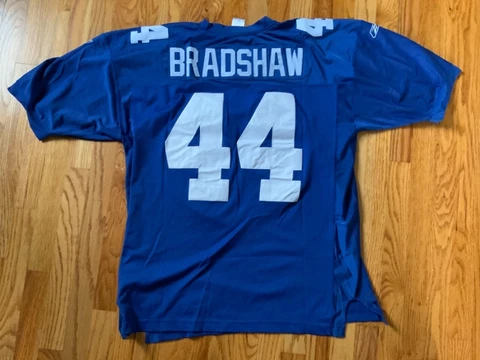 NY GIANTS #44 Bradshaw blue stitched jersey by Reebok Mens sz 50 Preowned. Clean Cover