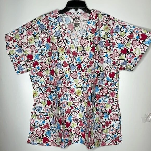 NWT Beverly Hills Uniforms Scrubs 4X PLUS SIZE - Full of Hearts - Image 1 of 4