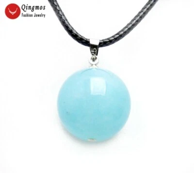 Colar pingente feminino de pérola concha mar negra redonda 16 mm gargantilhas de cordão 17" - Imagem 1 de 4