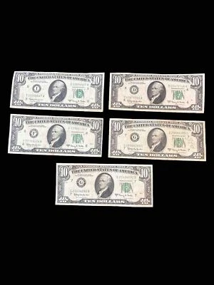 5 Circulate Small Head Ten Dollar ($10) Bills  - 1963A Series - Image 1 of 2