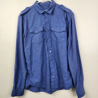 Versace Jeans Mens Slub Knit 2 Pocket Long Sleeve Full Button Down Shirt Small - Image 1 of 4