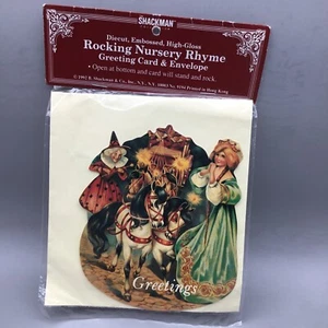 Vtg Shackman Greeting Card Envelope Die Cut Embossed Horse Sleigh Fairy Princess - Picture 1 of 5