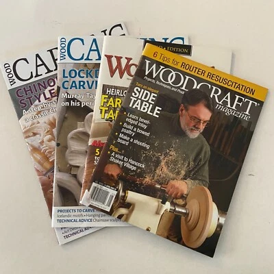 Woodworking Magazines Lot of 4 Woodcraft Woodsmith & 2 Woodcarving with plans Foto 1 de 4