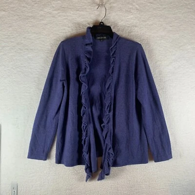 Suéter cárdigan Jones New York para mujer cachemir púrpura con volantes talla M 8643 Foto 1 de 4