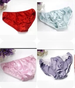 4 Pieces-Luxury 100% mulberry silk panties briefs bikinis—-US Size L/XL - Picture 1 of 9