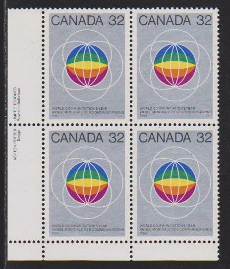 1983 Canada SC# 976 LL - UN World Communications Year Plate Block M-NH Lot# 1629 - Image 1 of 1