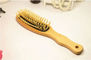 Natural Wood Bristles Hairbrush Wooden Pin Hair Care Spa Massage Comb Hair Comb - Picture 1 of 4