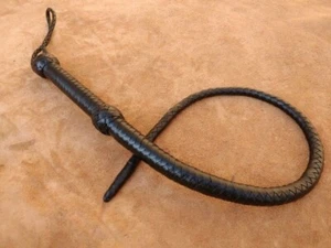 Cowhide Black Leather Flogger 36 Inch Long Hand Made Single Bull Whip Flogger - Picture 1 of 7
