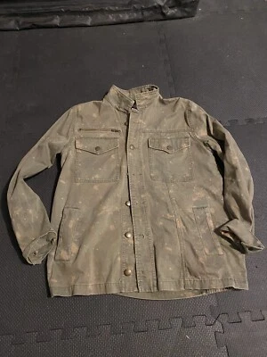 Volcom Surf Jacket Womens Medium 12 Green Button Up  Heather Military Collared - Image 1 of 4