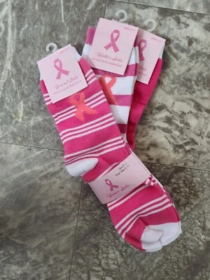 全新 乳腺癌意识袜 女士 9-11 码 — 第 1/4 张图片