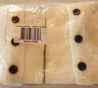 Calentadores de piernas tejidos ribete de ganchillo con botones marfil para mujer  Foto 1 de 4
