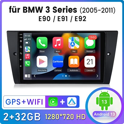 Für BMW 3er E90 E91 E92 E93 Carplay Autoradio Android13 GPS Navi RDS WIFI SWC BT - Bild 1 von 4
