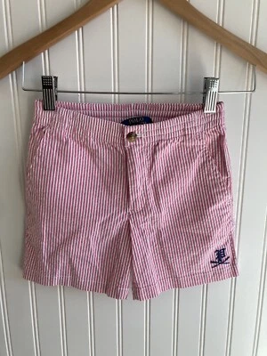 Pantalones Cortos Polo Ralph Lauren Niñas Chino Rosa/Blanco Rayas Talla 6 Nuevos sin Etiquetas Foto 1 de 4