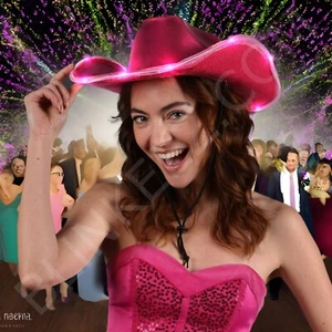 LED ROSA Iluminado Sombrero de Vaquero con LED ROSAS, ¡DIVERTIDO Iluminado Sombrero de Vaquero! - Imagen 1 de 6