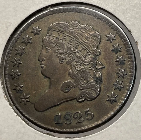 1825 Classic Head Half Cent XF+/AU Cover