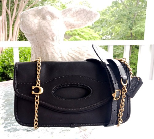 Coach CA359 Frittura tracolla ripiegabile nera con manico tagliato