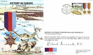 JS50 45/12A SEGUNDA GUERRA MUNDIAL IOM VE RAF FDC cubierta firmada ANNAND VC - Imagen 1 de 1