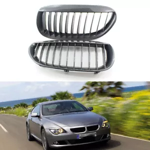 2Pcs Front Grille for BMW E63 E64 LCI M6 630 645 650 04-10 Carbon Fiber Auto AS - Picture 1 of 8