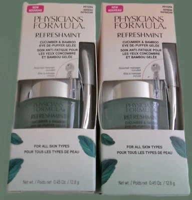Physicians Formula Refreshmint Cucumber & Bamboo Eye De-Puffer Gelee Lot of 2 - Image 1 of 4