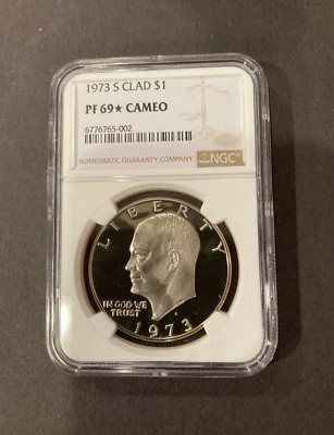 1973 S Eisenhower Ike Dollar $1 NGC PF69 Cameo STAR ✯  ✯ STAR Rare Proof ✯ ✯ - Image 1 of 2