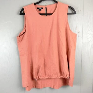 Alfani Sleeveless Tunic Top Womens Large Coral Linen Rayon Lagenlook Artsy Boho - Picture 1 of 10