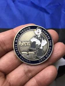 USN POPEYE SAILOR MAN CPO Chief Petty Officer Challenge Coin w/ Capsule - Picture 1 of 5