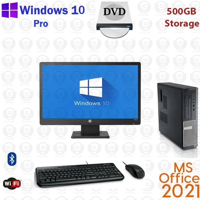 Win10 Dell i3 8GB RAM 500GB 20" LCD WiFi Desktop Computer PC Office 2021 - Image 1 of 1