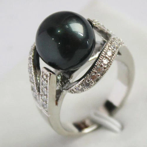 Anillo de cuentas redondas con piedras preciosas de perlas concha del Mar del Sur de 8 colores 12 mm Tamaño: 7 8 9 AAA+ Foto 1 de 1