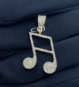 1ct Genuine Moissanite Men's Charm Pendant Yellow Gold Plated Silver - Picture 1 of 5