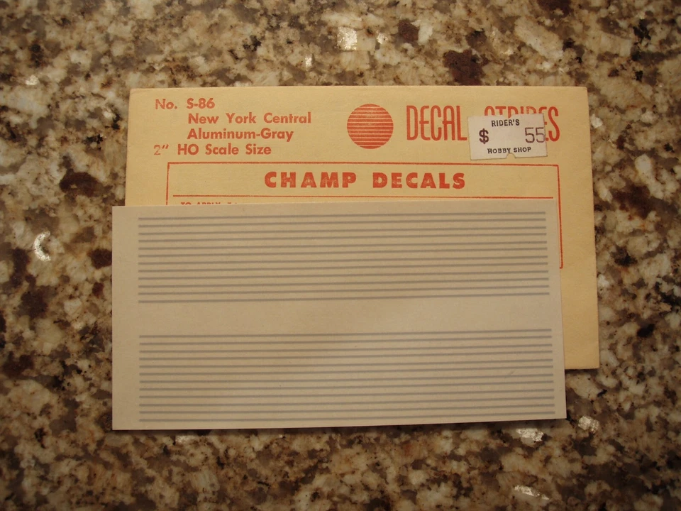 New York Central NYC aluminum grey 2" HO stripes decals Champ S-86 - Image 1 of 1