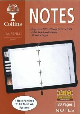 Collins A4 Organiser Lined Notes Conference Folder Refill Insert CF1007