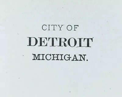 Vintage 1900 DETROIT MICHIGAN Map 22"x14" ~ Old Antique Original TIGERS CORKTOWN - Image 1 of 4