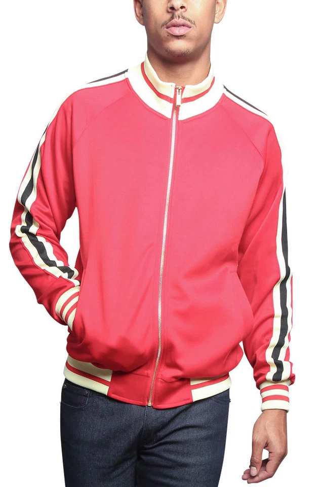 Men's G Tri-Tone Striped Sports WorkOut Techno Track Jacket JK5014-V3F - Image 1 of 1